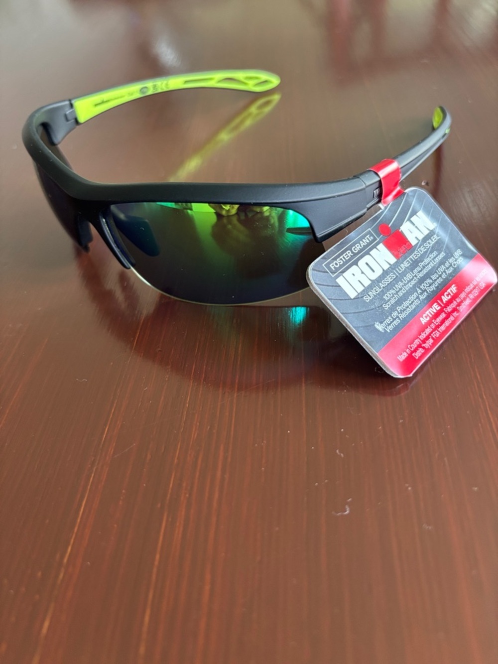 Foster Grant Ironman Active 100% UVA-UVB tribute black mirror lens, semi rimless